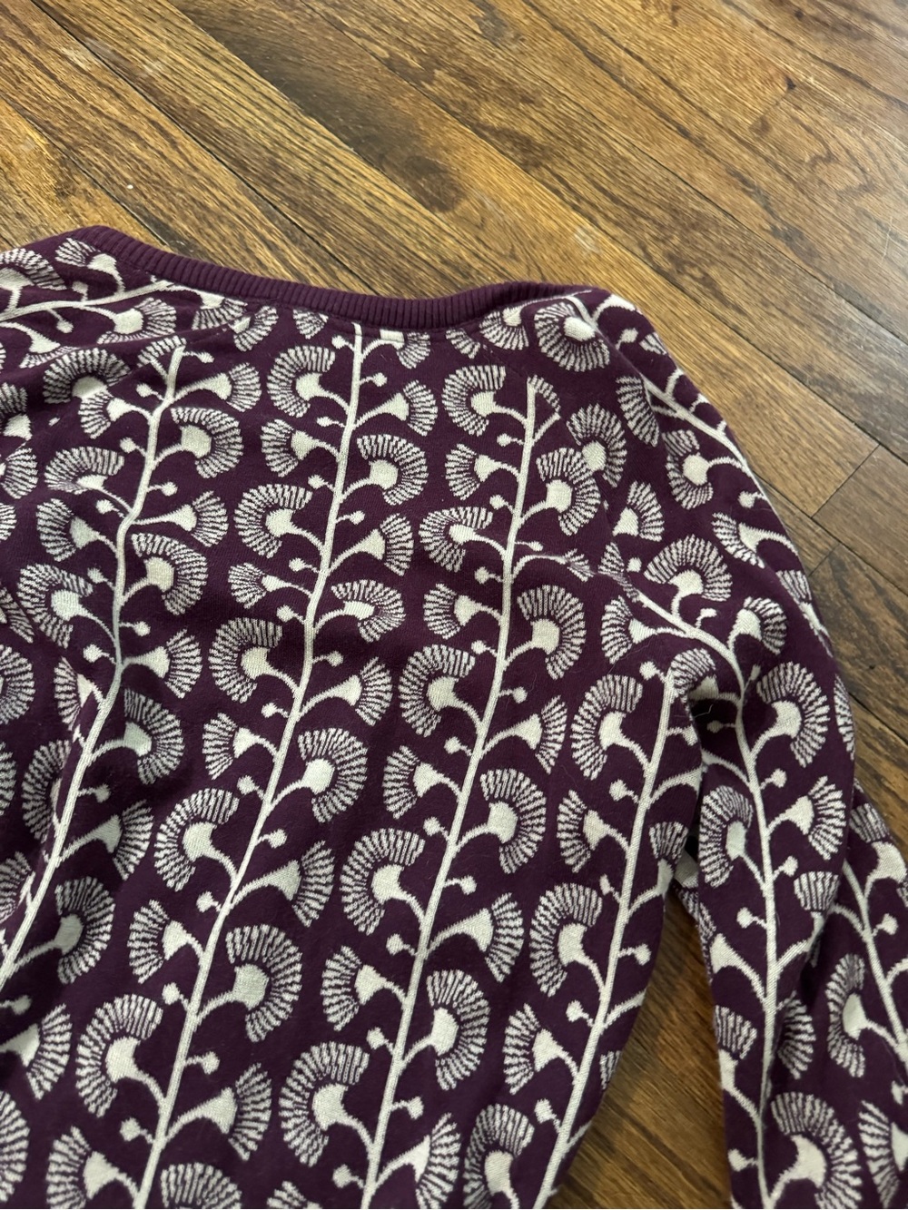 Anthropologie Purple and Cream Patterned Knit Cardigan - Picture 5 of 15